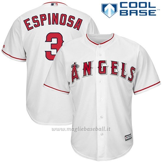Maglia Baseball Uomo Los Angeles Angels Danny Espinosa Bianco Cool Base